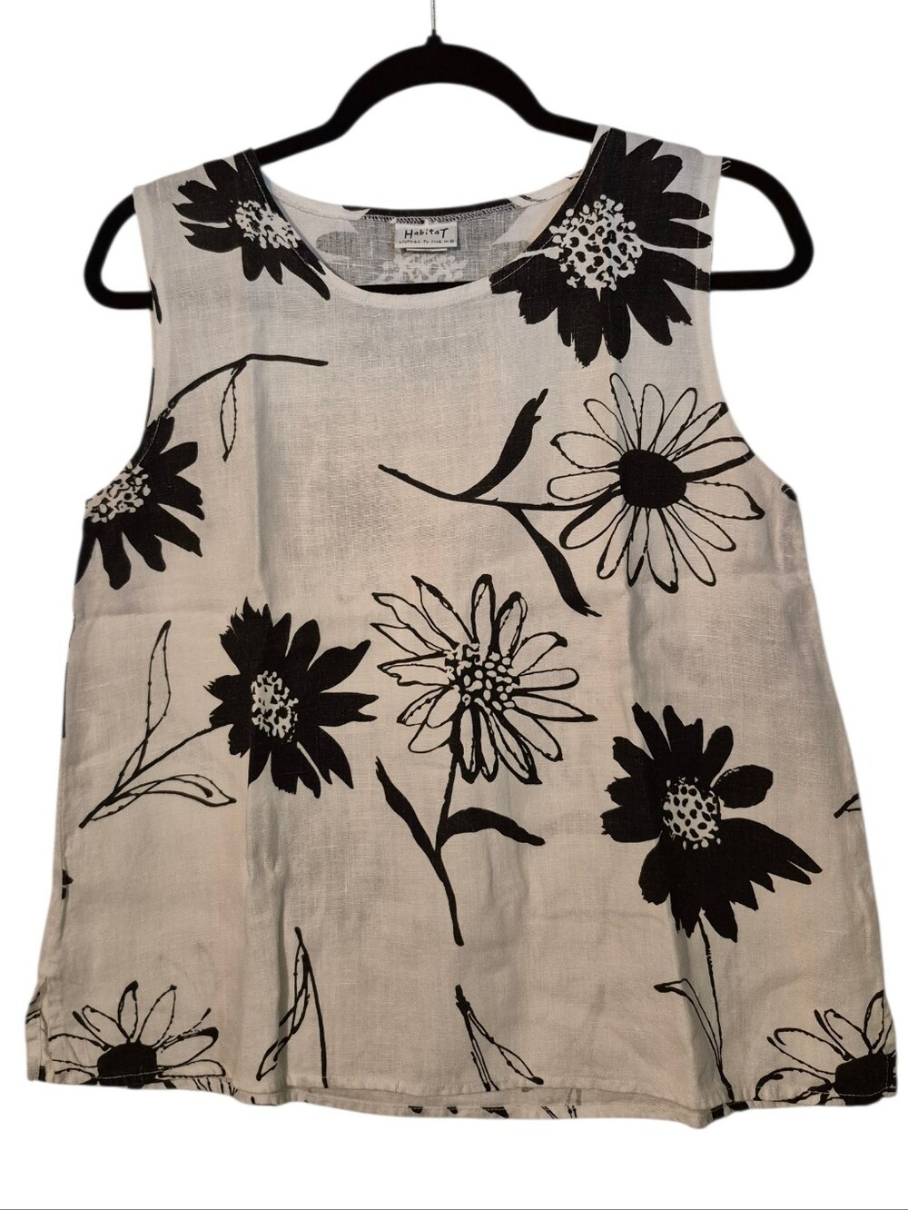 Habitat Black and White Floral Linen Tank Top